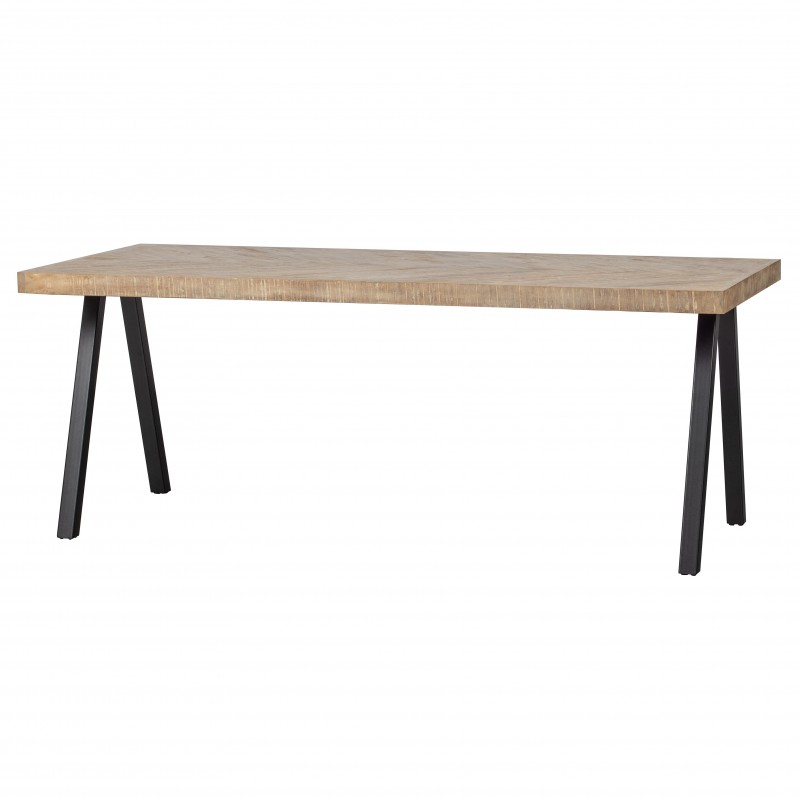 DINING TABLE HERRINGBONE MANGO WOOD METAL LEG 200 - DINING TABLES